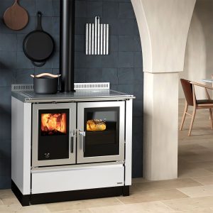 Küchenherd - La Nordica Venezia, schwarz mit Stahlblechverkleidung weiß